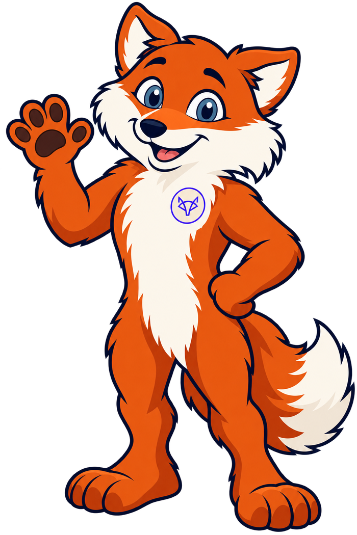 Fuchs-Maskottchen winkt
